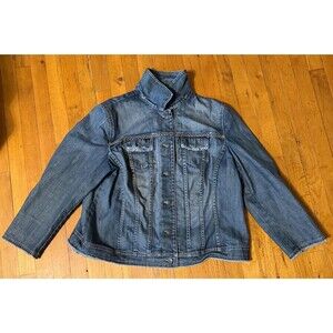 Talbots Stretch Denim Jacket Womens stretch 16W Blue Button Front Jean Jacket